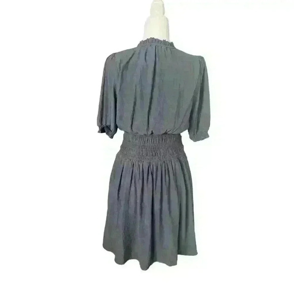 Nine West Woman's Gray Lined Ruffle Blouson Mini Dress- Size M - Picture 3 of 12